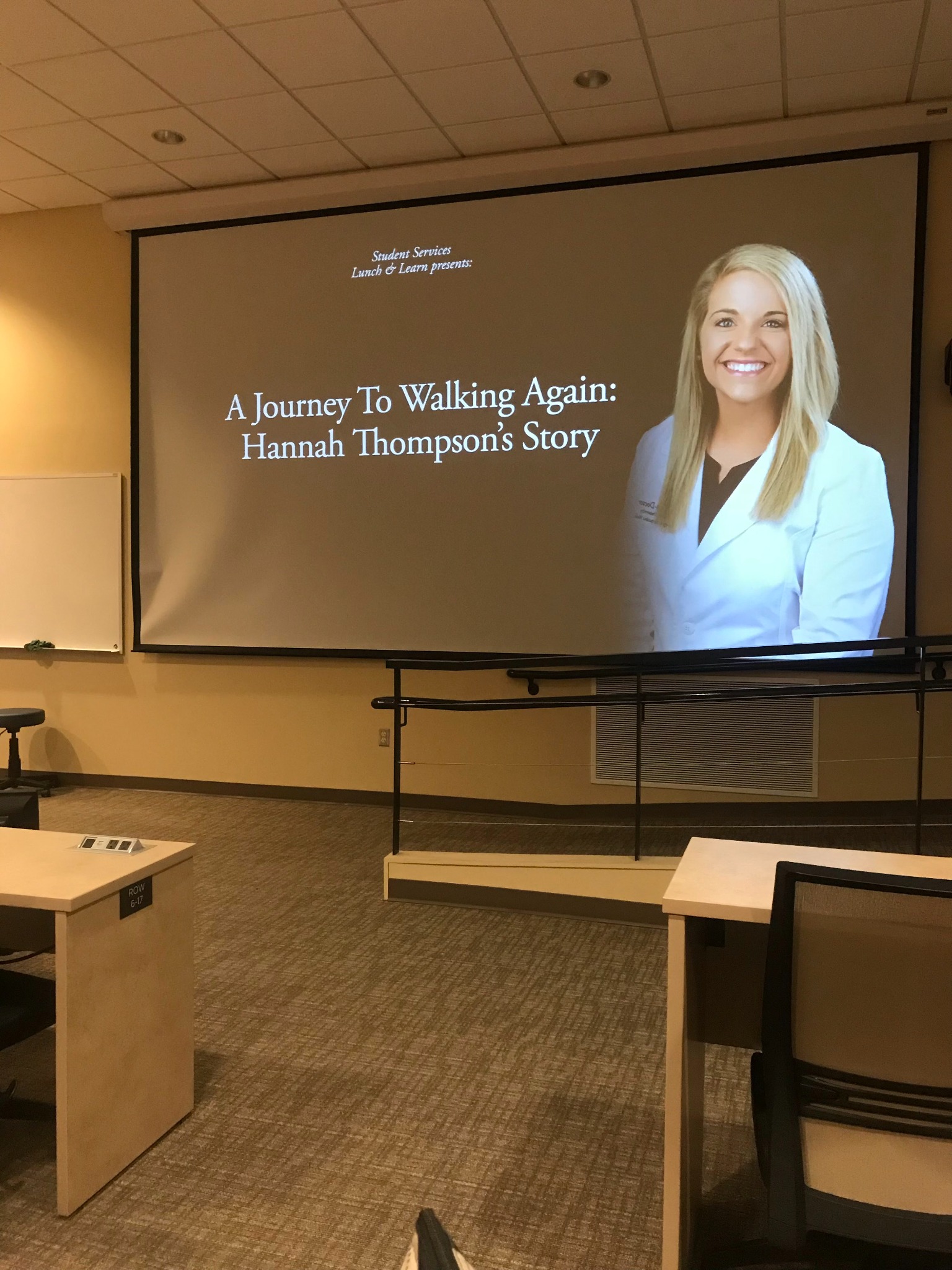 A presentation telling Hannah Thompson's journey to walking again